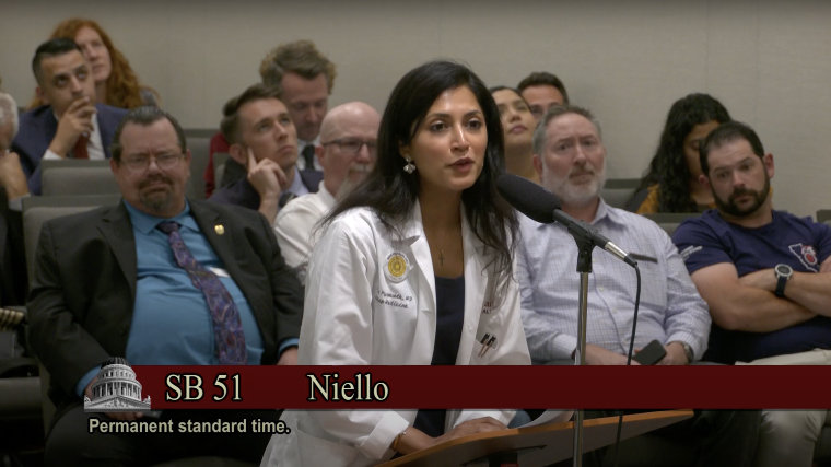 Photo of Save Standard Time Testimony in Sacramento